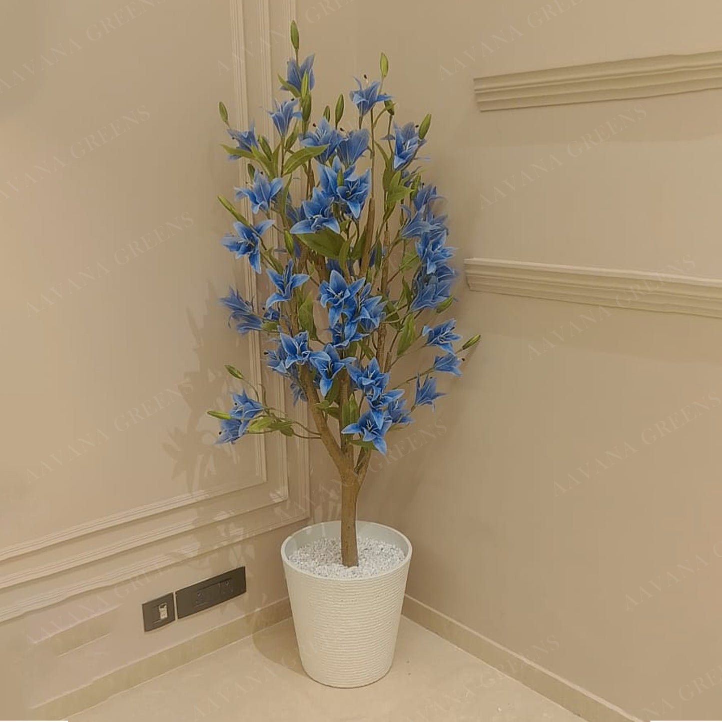 Aavana Greens (160 CM) Blue Lily flower Artificial Plants Pack of 1 without Pot