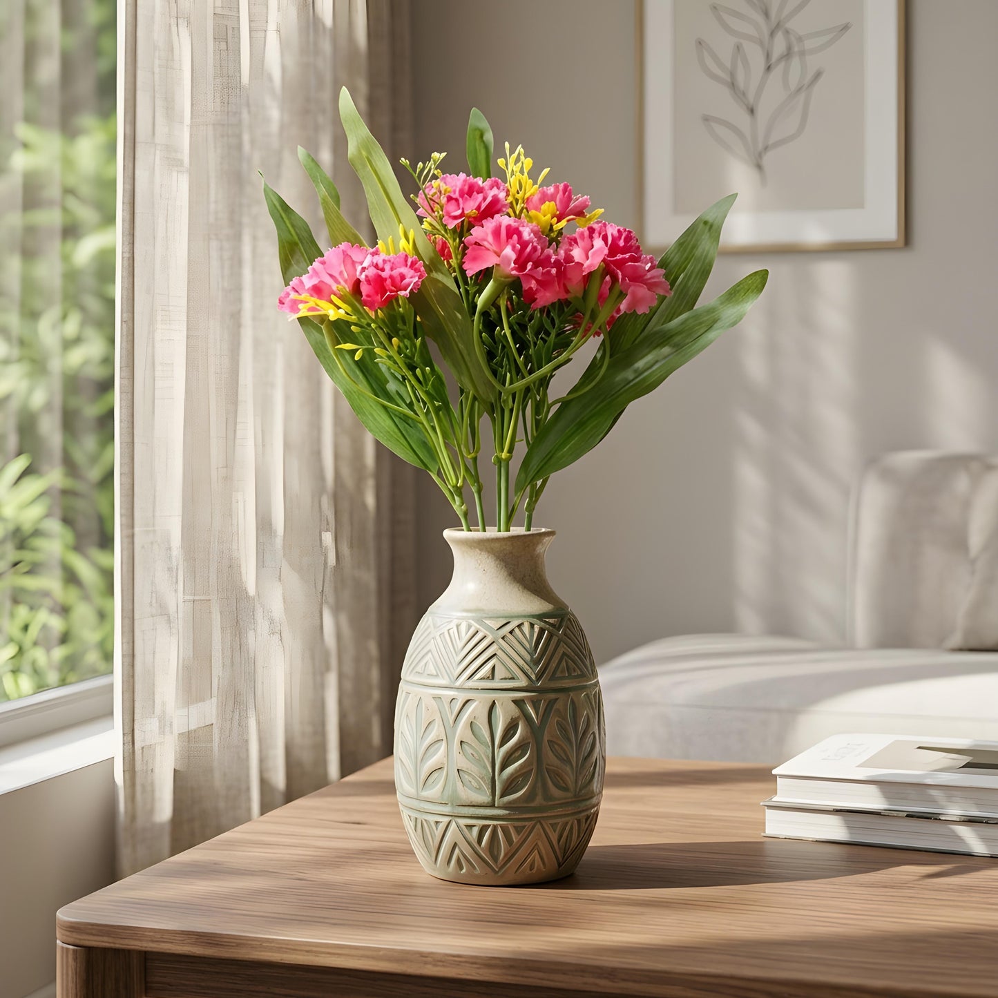 Aavana Greens Artificial Bush Plant for Home & Office Décor - Realistic Green Foliage Indoor Decoration (Pot Not Included)