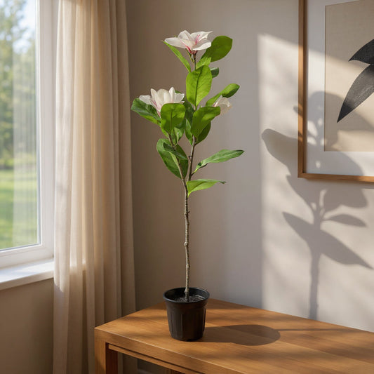 Aavana Greens (100 CM) Artificial Magnolia Flower Tree for Outdoor & Indoor
