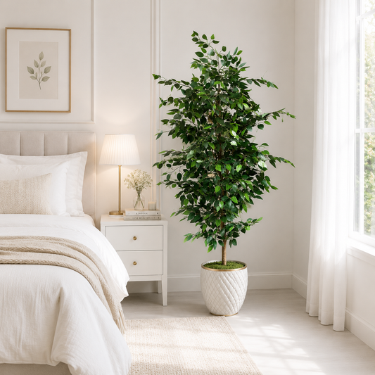 Aavana Greens 6.3 Feet (189 CM) Evergreen Leaf Artificial Ficus Plant Pack of 1 without Pot