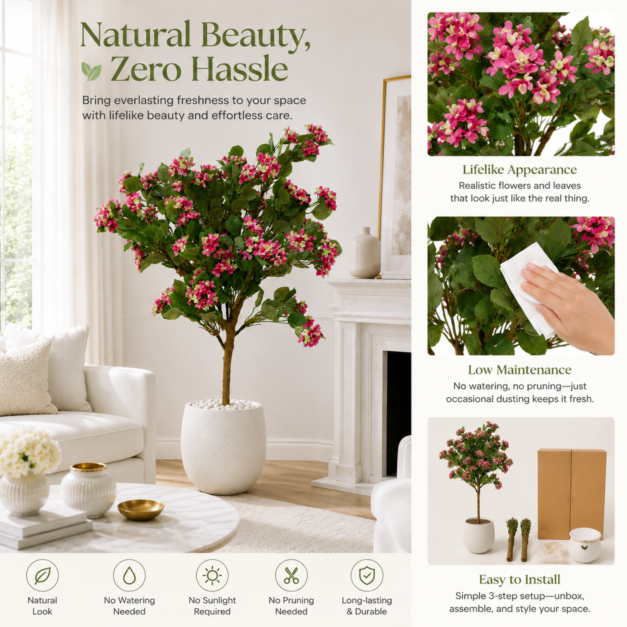 Aavana Greens (120 CM) Artificial Hydrangea Plant for Outdoor & Indoor