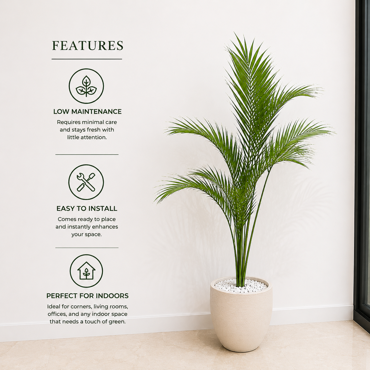 Aavana Greens (120 CM) Artificial Plant Lush Green Areca Palm for Indoor or Outdoor Decoration Plants for Home Office