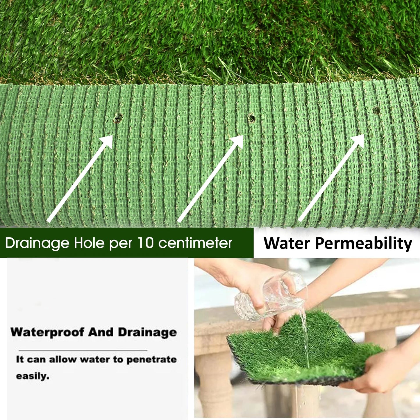 62mm German Mint Double Backing Artificial Grass 6.5 Feet Width PE & PU Material Grass For Indoor And Outdoor Use