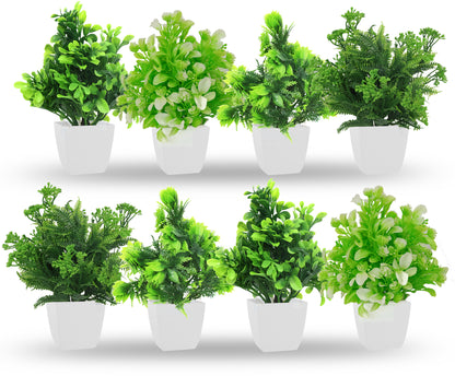 Aavana Greens Pack of 8, 18 CM Height Artificial Potted Table Top Arrangement/Plants