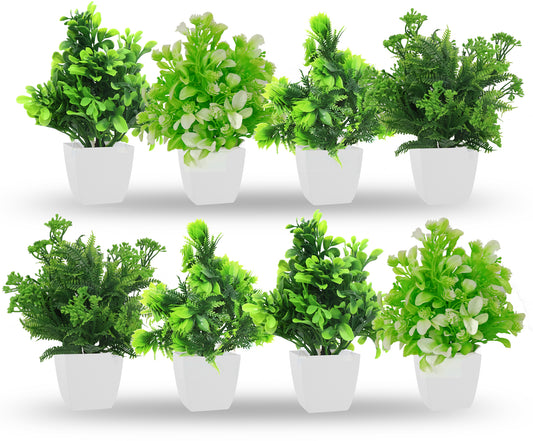Aavana Greens Pack of 8, 18 CM Height Artificial Potted Table Top Arrangement/Plants
