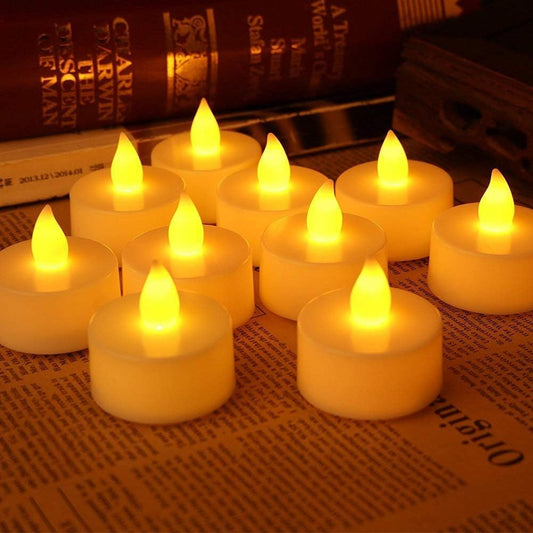 Aavana Greens 24 Pcs LED Tea Light Candle, Acrylic Flameless & Smokeless Decorative Candle Perfect for Gifting, Home, Birthday, Diwali, Christmas (Acrylic-24 Pcs) - Warm White Yellow