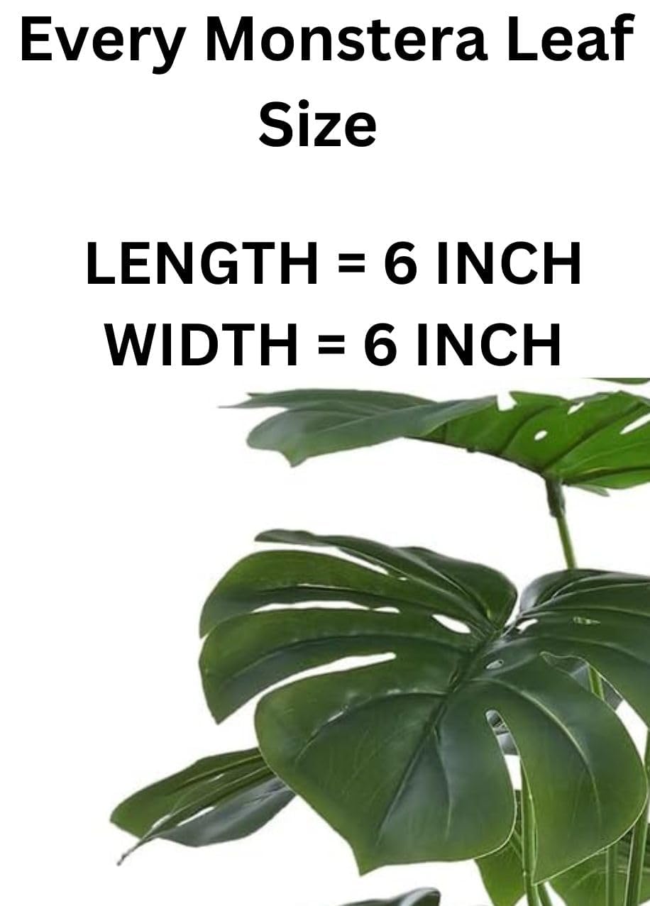 Aavana Greens (70 CM) Artificial Monstera Plants Rubber Faux Turtle Leaf Fake Tropical Large Palm Tree Indoor & Outdoor Decorations | 18 Leaves Plants | with Blackpot