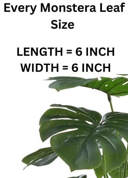 Aavana Greens (70 CM) Artificial Monstera Plants Rubber Faux Turtle Leaf Fake Tropical Large Palm Tree Indoor & Outdoor Decorations | 18 Leaves Plants | with Blackpot