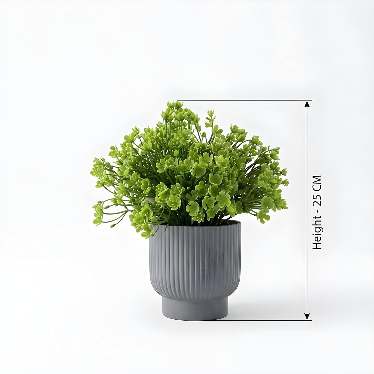 Artificial Plant with Pot, 25cm Green Bonsai wih Plastic Pot, Table-Top Decor for Home, Office Desk, Bedroom, Balcony