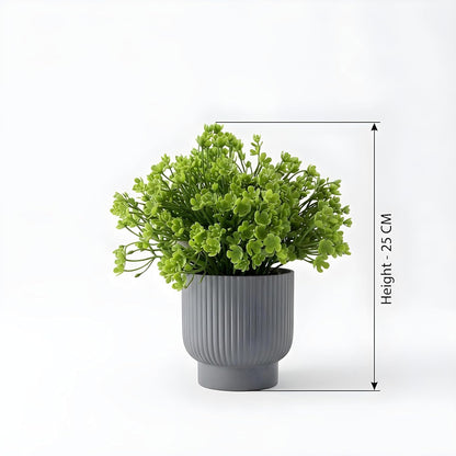 Artificial Plant with Pot, 25cm Green Bonsai wih Plastic Pot, Table-Top Decor for Home, Office Desk, Bedroom, Balcony
