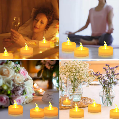 Aavana Greens 24 Pcs LED Tea Light Candle, Acrylic Flameless & Smokeless Decorative Candle Perfect for Gifting, Home, Birthday, Diwali, Christmas (Acrylic-24 Pcs) - Warm White Yellow