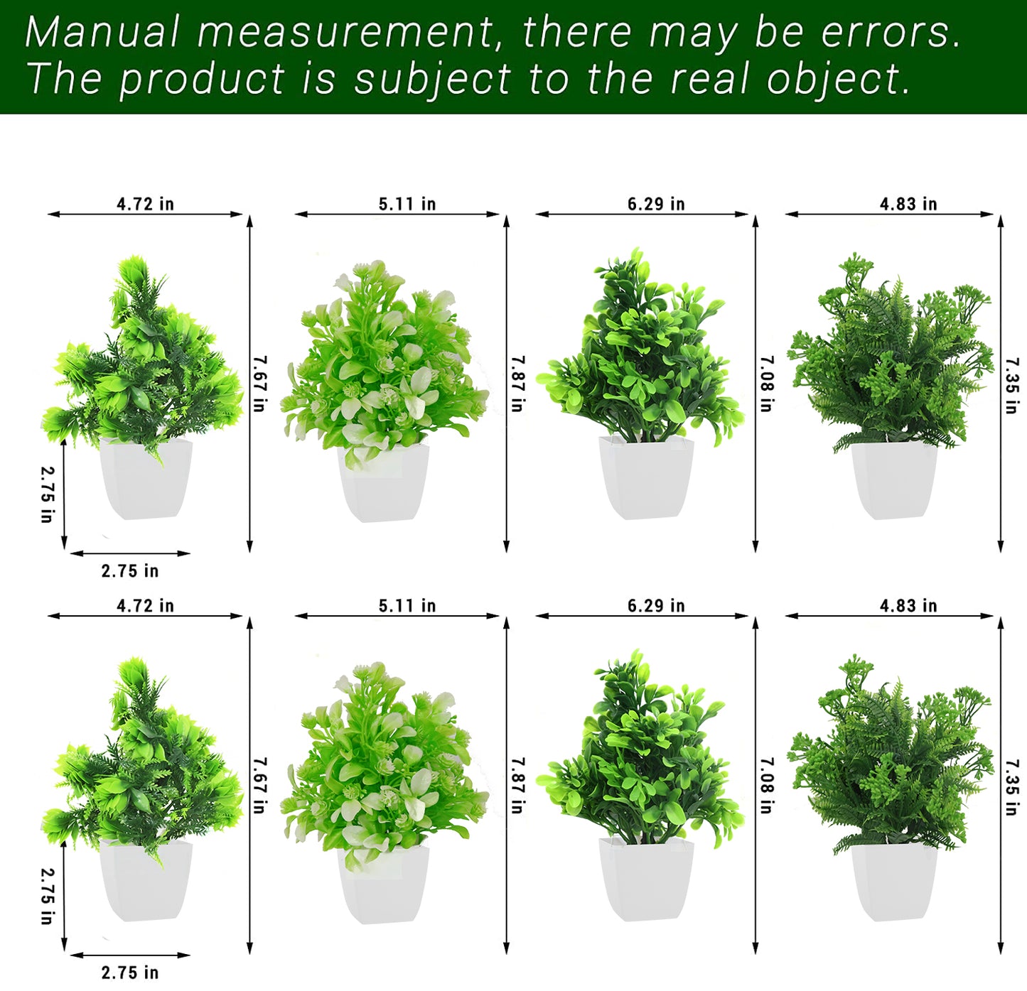 Aavana Greens Pack of 8, 18 CM Height Artificial Potted Table Top Arrangement/Plants