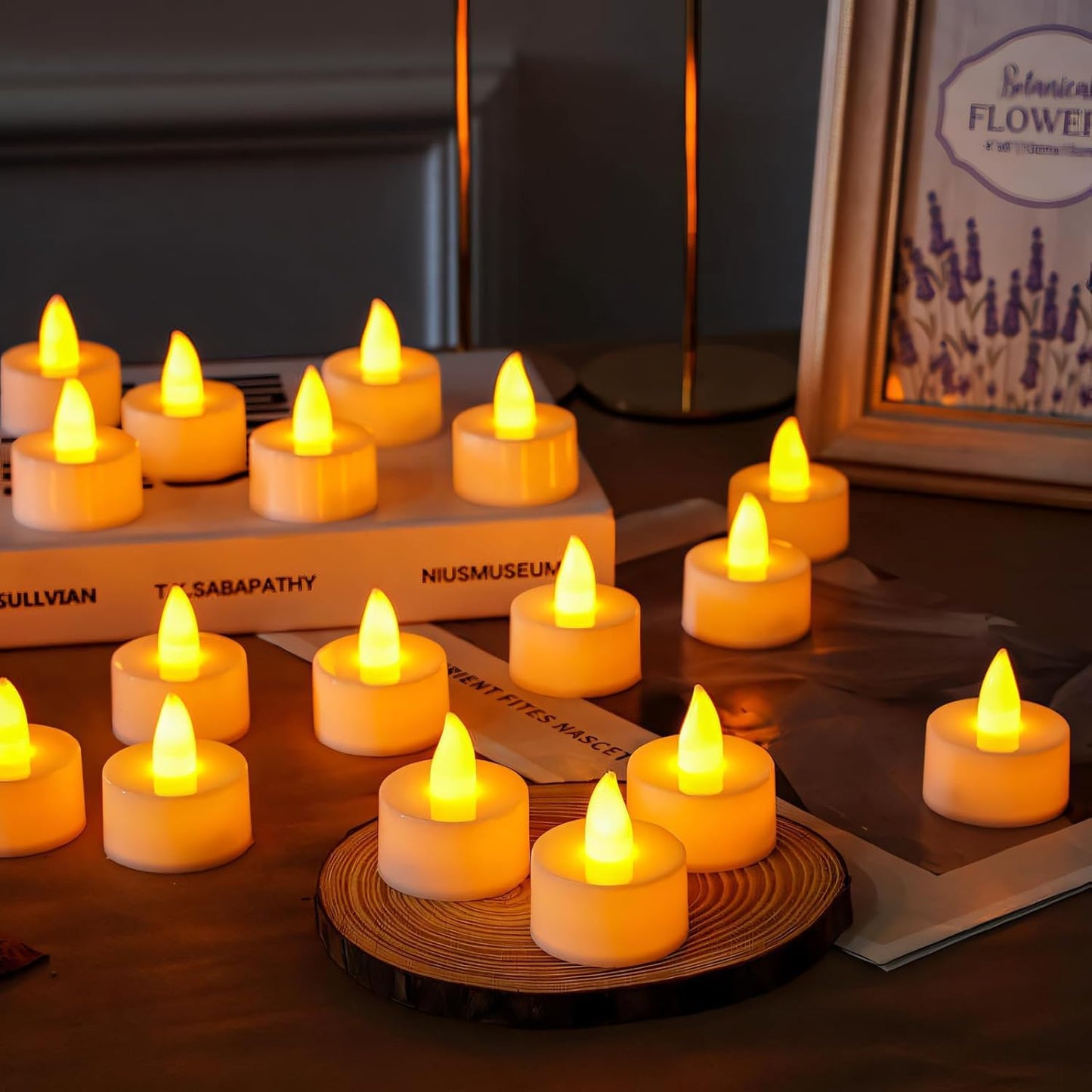 Aavana Greens 24 Pcs LED Tea Light Candle, Acrylic Flameless & Smokeless Decorative Candle Perfect for Gifting, Home, Birthday, Diwali, Christmas (Acrylic-24 Pcs) - Warm White Yellow