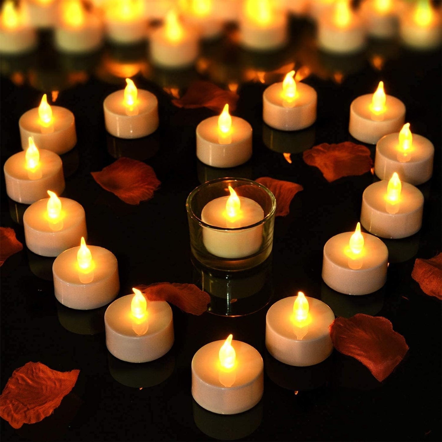 Aavana Greens 24 Pcs LED Tea Light Candle, Acrylic Flameless & Smokeless Decorative Candle Perfect for Gifting, Home, Birthday, Diwali, Christmas (Acrylic-24 Pcs) - Warm White Yellow