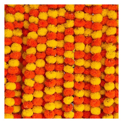 Aavana Greens Artificial Marigold Flower Garlands– 50 Inches Marigold Strings for Diwali, Pooja, Wedding, Festival, Housewarming, Mandir, Wall, Door, Home Decor - Yellow & Dark Orange