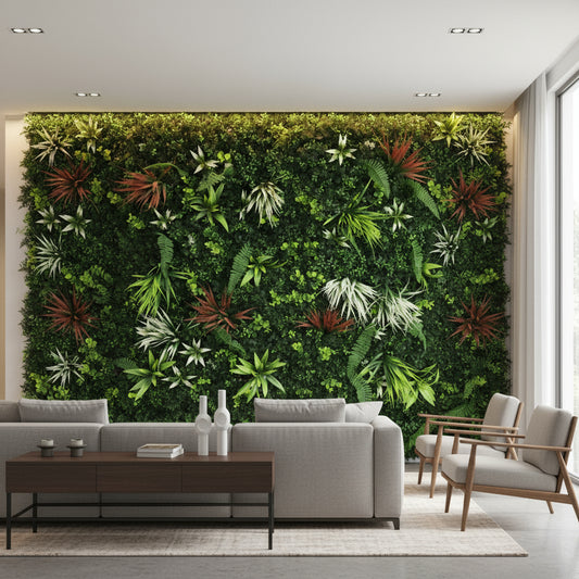 Aavana Greens(Size-100 x 100 CM) Artificial Vertical Garden Panel with Green leaves UV Protected