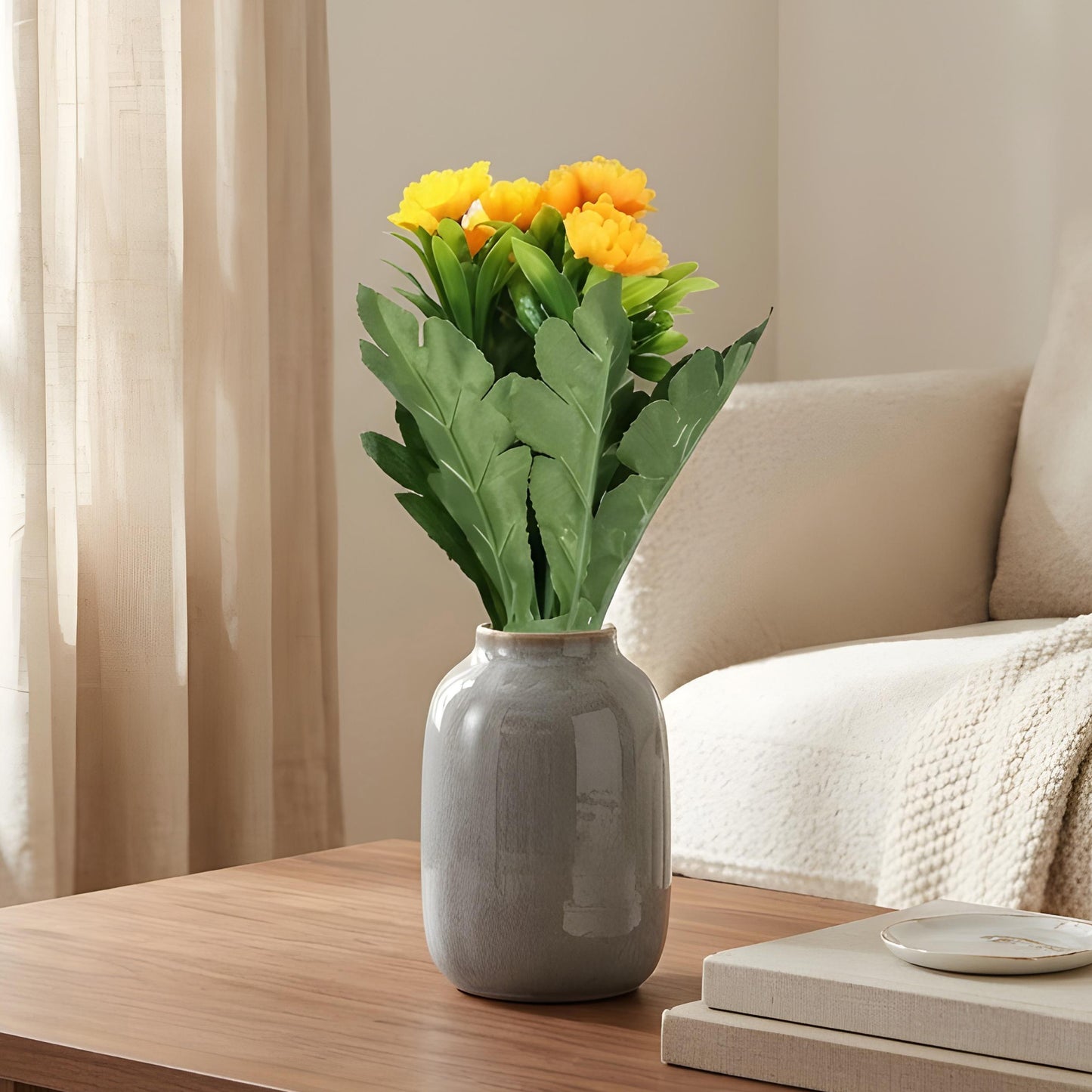 Aavana Greens Artificial Bush Plant for Home & Office Décor - Realistic Green Foliage Indoor Decoration (Pot Not Included)