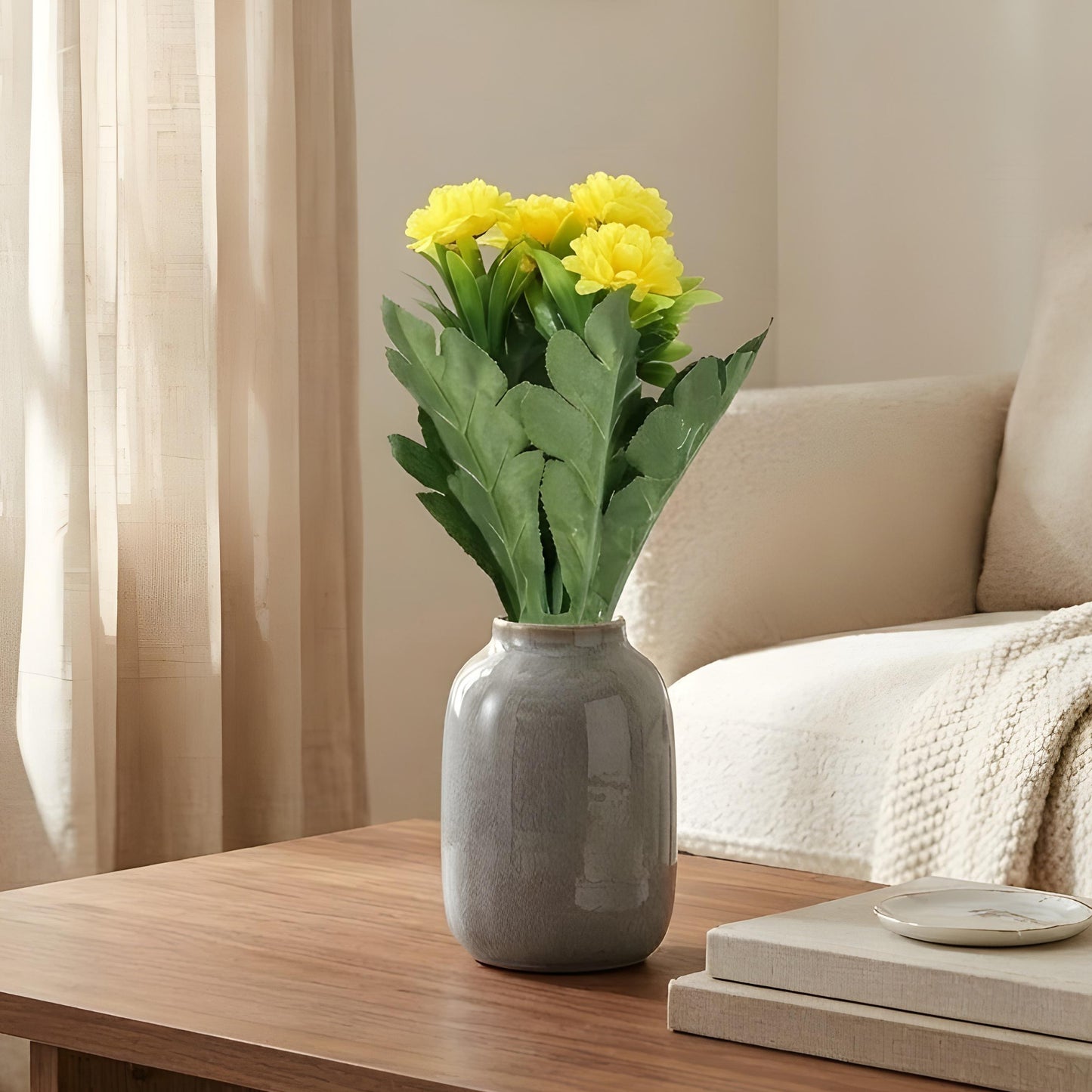 Aavana Greens Artificial Bush Plant for Home & Office Décor - Realistic Green Foliage Indoor Decoration (Pot Not Included)