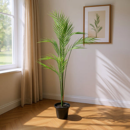 Aavana Greens (120 CM) Artificial Plant Lush Green Areca Palm  for Indoor or Outdoor Decoration Plants for Home Office