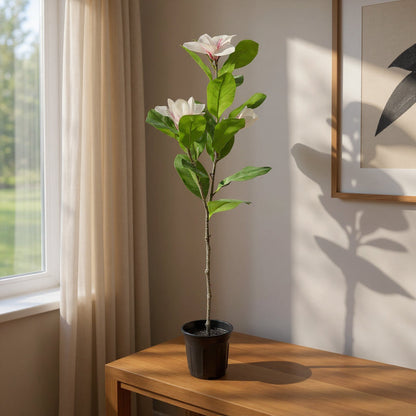 Aavana Greens (100 CM) Artificial Magnolia Flower Tree for Outdoor & Indoor
