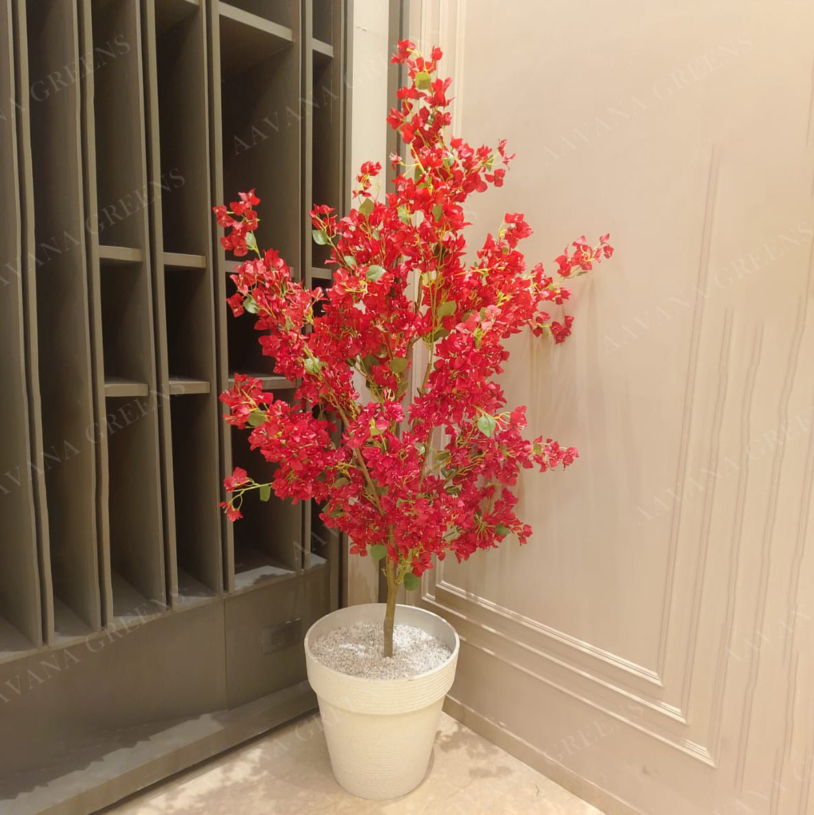 Aavana Greens 7 Feet (213 CM) Tall Red Bougainvillea Artificial Plant, Pack of 1 without Pot