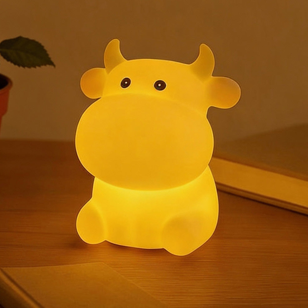 Aavana Greens Cow-Shaped Night Light Lamp for Kids, Battery Operated LED, Cute Bedroom Light for Baby & Toddler, Eye-Caring Gift for Girls & Boys (White)