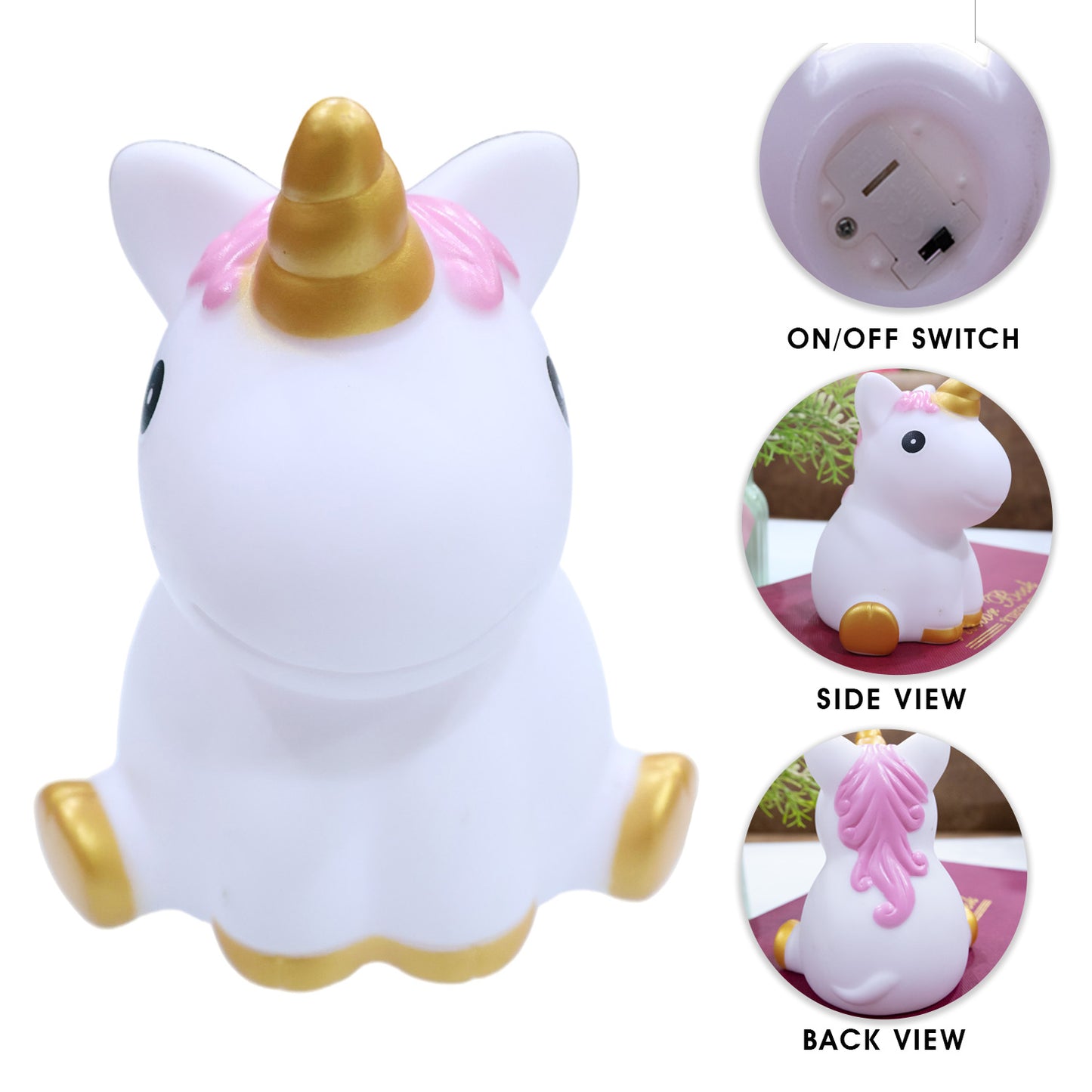 Aavana Greens Unicorn Night Light Lamp for Kids, Battery Operated LED, Cute Bedroom Light for Baby & Toddler, Eye-Caring Gift for Girls & Boys