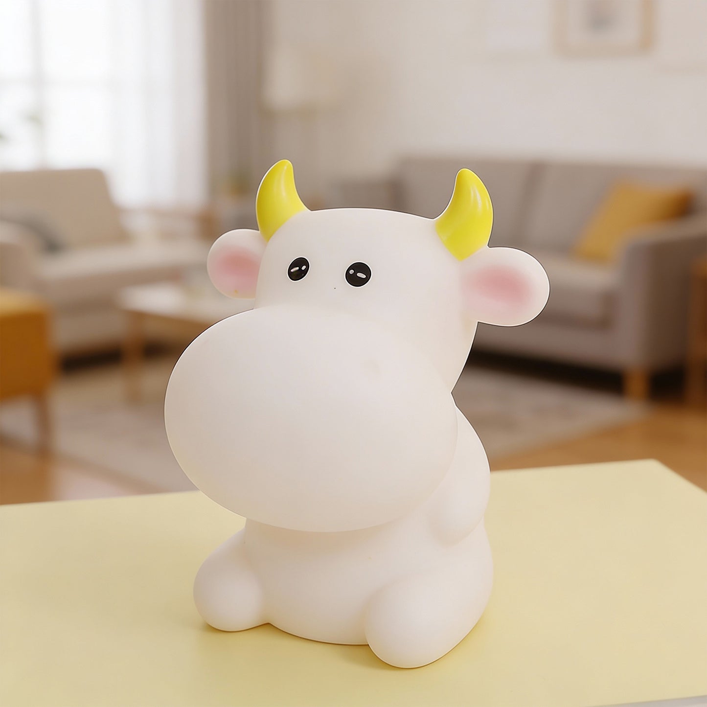 Aavana Greens Cow-Shaped Night Light Lamp for Kids, Battery Operated LED, Cute Bedroom Light for Baby & Toddler, Eye-Caring Gift for Girls & Boys (White)