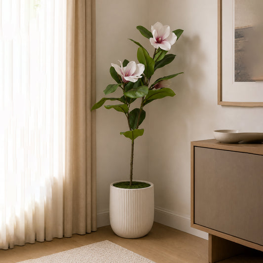 Aavana Greens (100 CM) Artificial Magnolia Flower Tree for Outdoor & Indoor