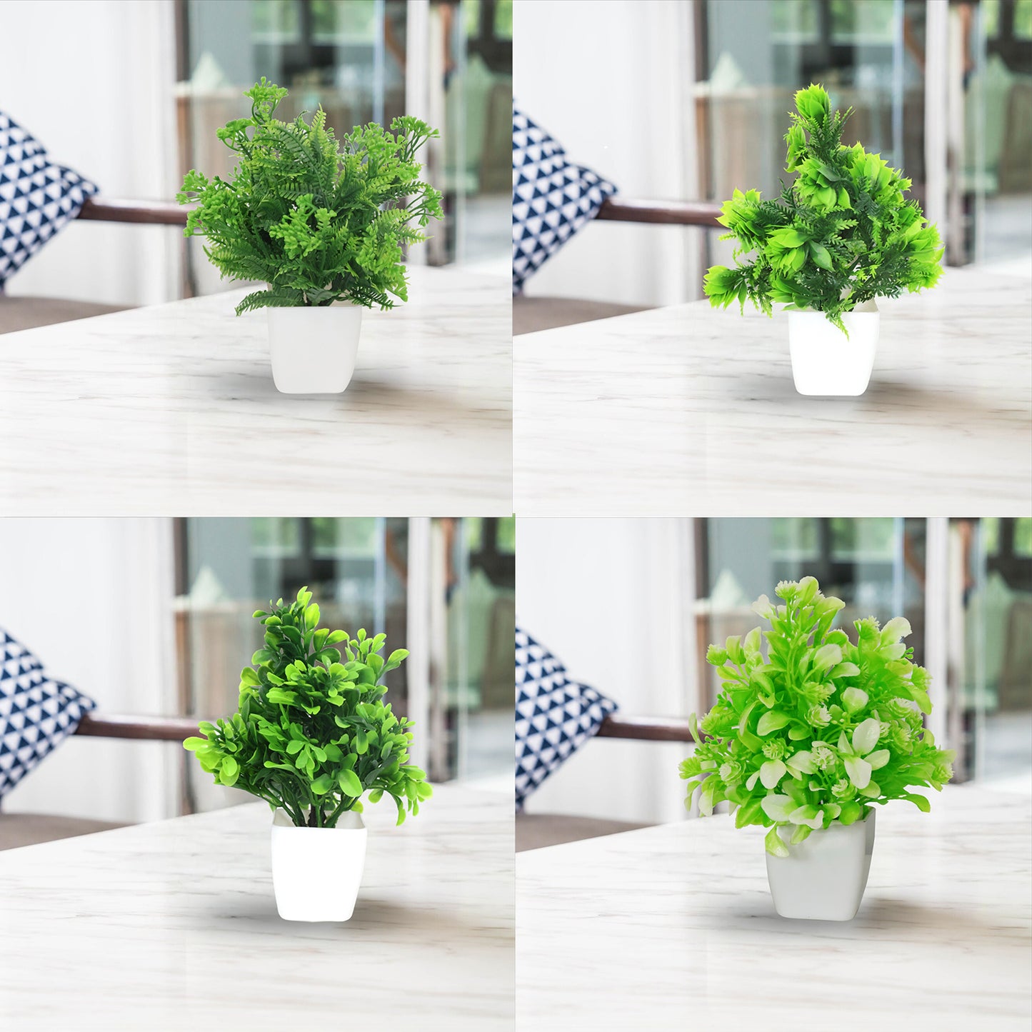 Aavana Greens Pack of 8, 18 CM Height Artificial Potted Table Top Arrangement/Plants