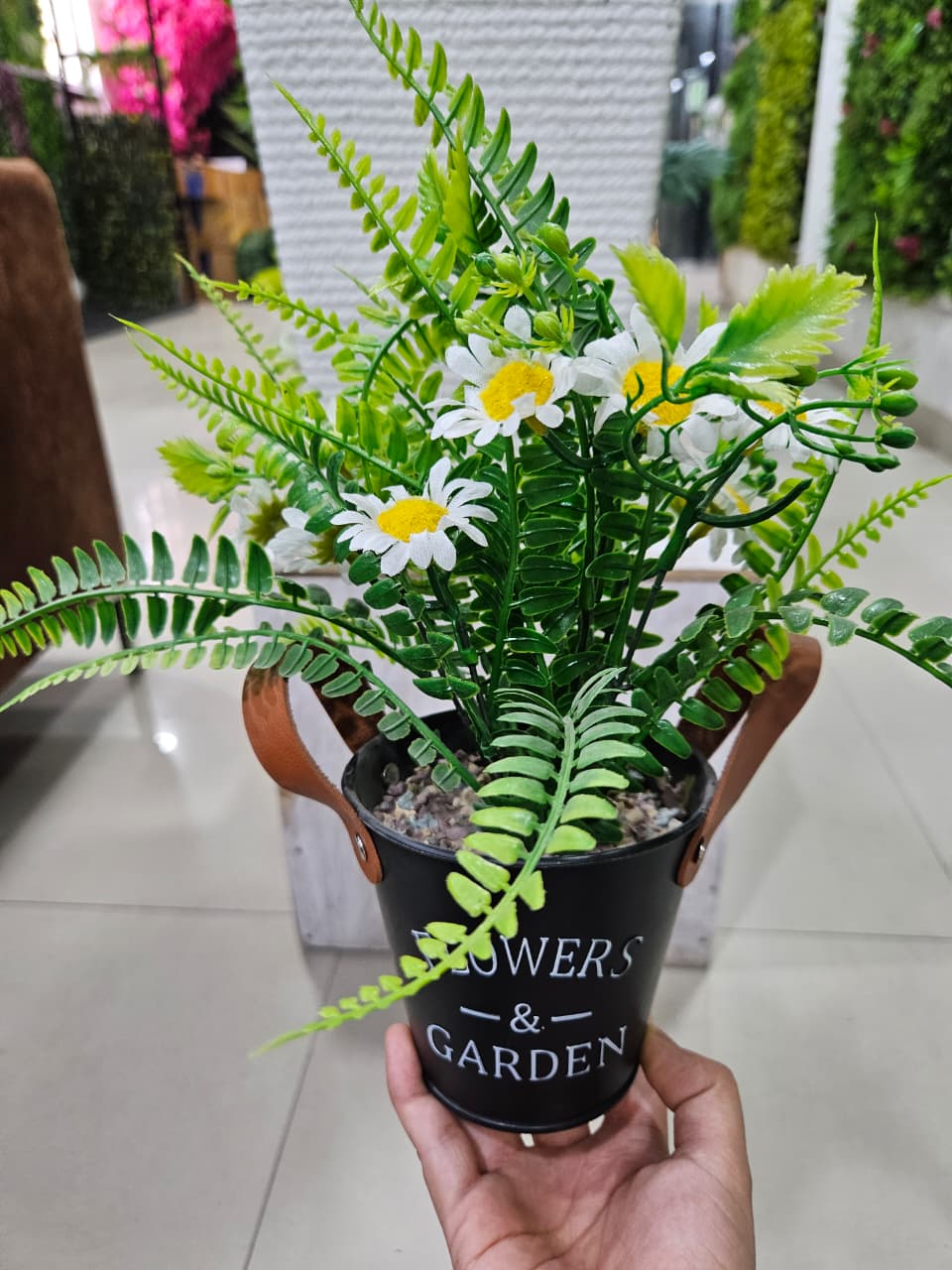 Aavana Greens 22 CM Artificial Daisy Table Top Arrangement/Plant