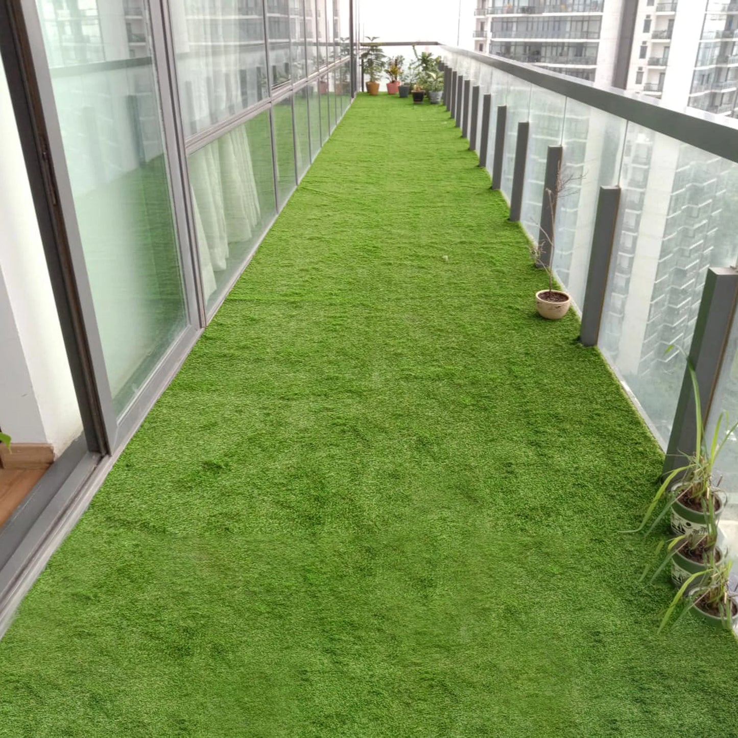 35mm German Mint Double Backing Artificial Grass 6.5 Feet Width PE & PU Material Grass For Indoor And Outdoor Use