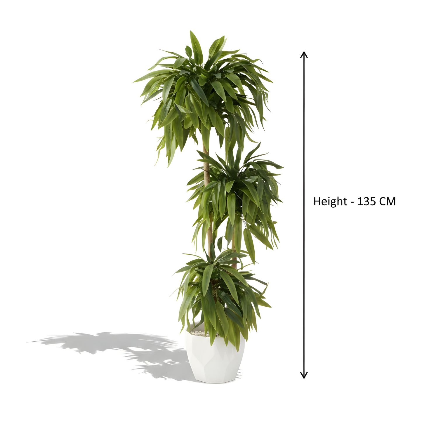 Aavana Greens 4.5 Feet (135 CM) 3 Tier Artificial Bamboo Plant Sticks Without Pot | Tall Decorative Indoor Plant for Living Room, Office & Home Decor | Realistic Green Leaves | No Maintenance Faux Plant (Pot Not Included)