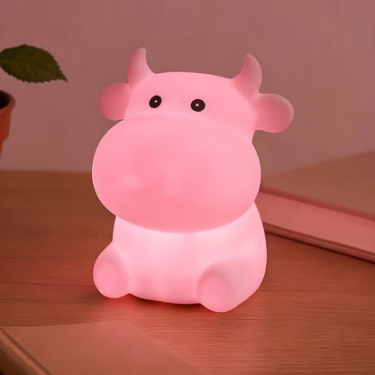 Aavana Greens Cow-Shaped Night Light Lamp for Kids, Battery Operated LED, Cute Bedroom Light for Baby & Toddler, Eye-Caring Gift for Girls & Boys (Pink)