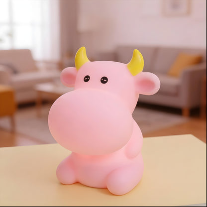 Aavana Greens Cow-Shaped Night Light Lamp for Kids, Battery Operated LED, Cute Bedroom Light for Baby & Toddler, Eye-Caring Gift for Girls & Boys (Pink)