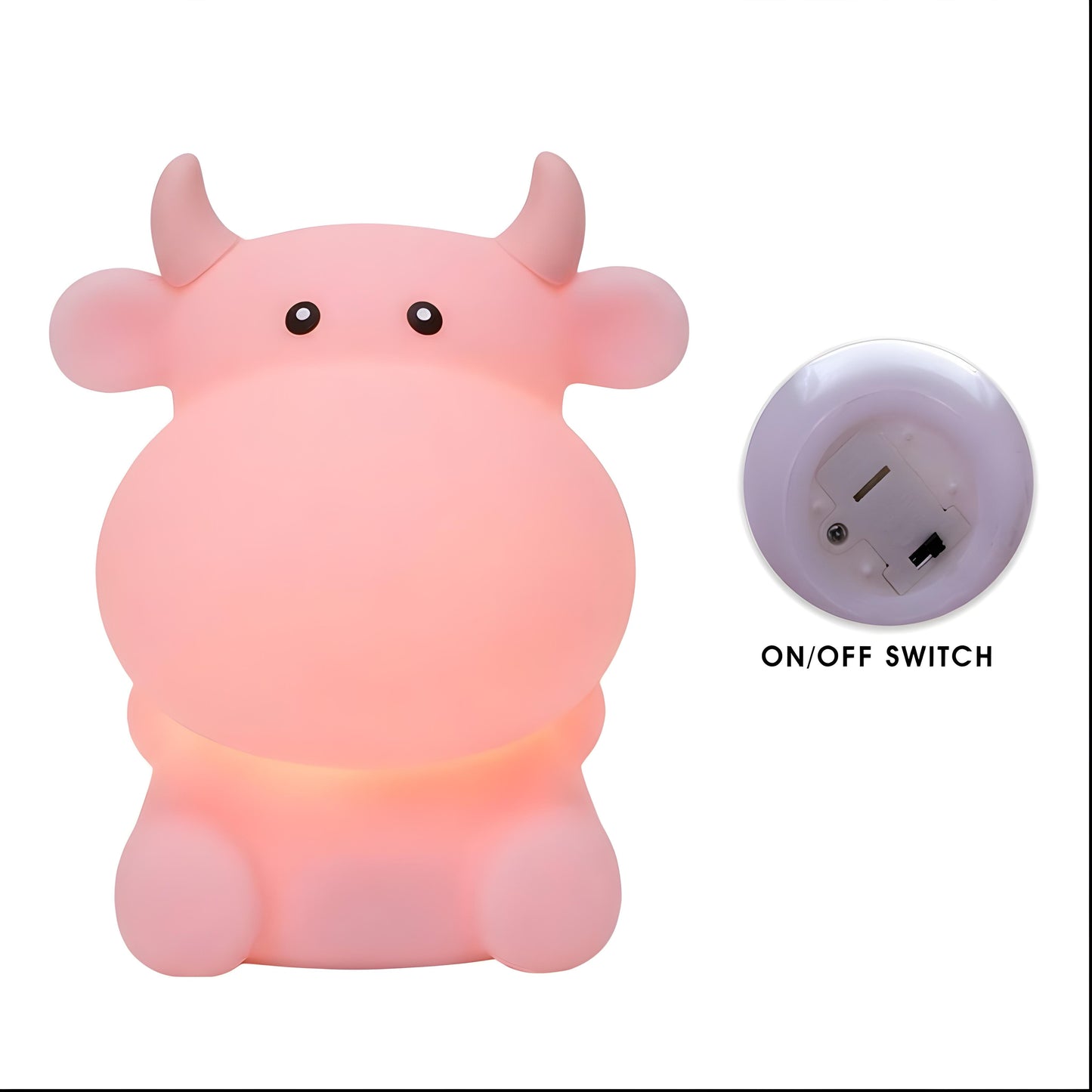 Aavana Greens Cow-Shaped Night Light Lamp for Kids, Battery Operated LED, Cute Bedroom Light for Baby & Toddler, Eye-Caring Gift for Girls & Boys (Pink)