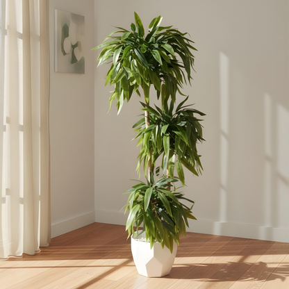 Aavana Greens 4.5 Feet (135 CM) 3 Tier Artificial Bamboo Plant Sticks Without Pot | Tall Decorative Indoor Plant for Living Room, Office & Home Decor | Realistic Green Leaves | No Maintenance Faux Plant (Pot Not Included)