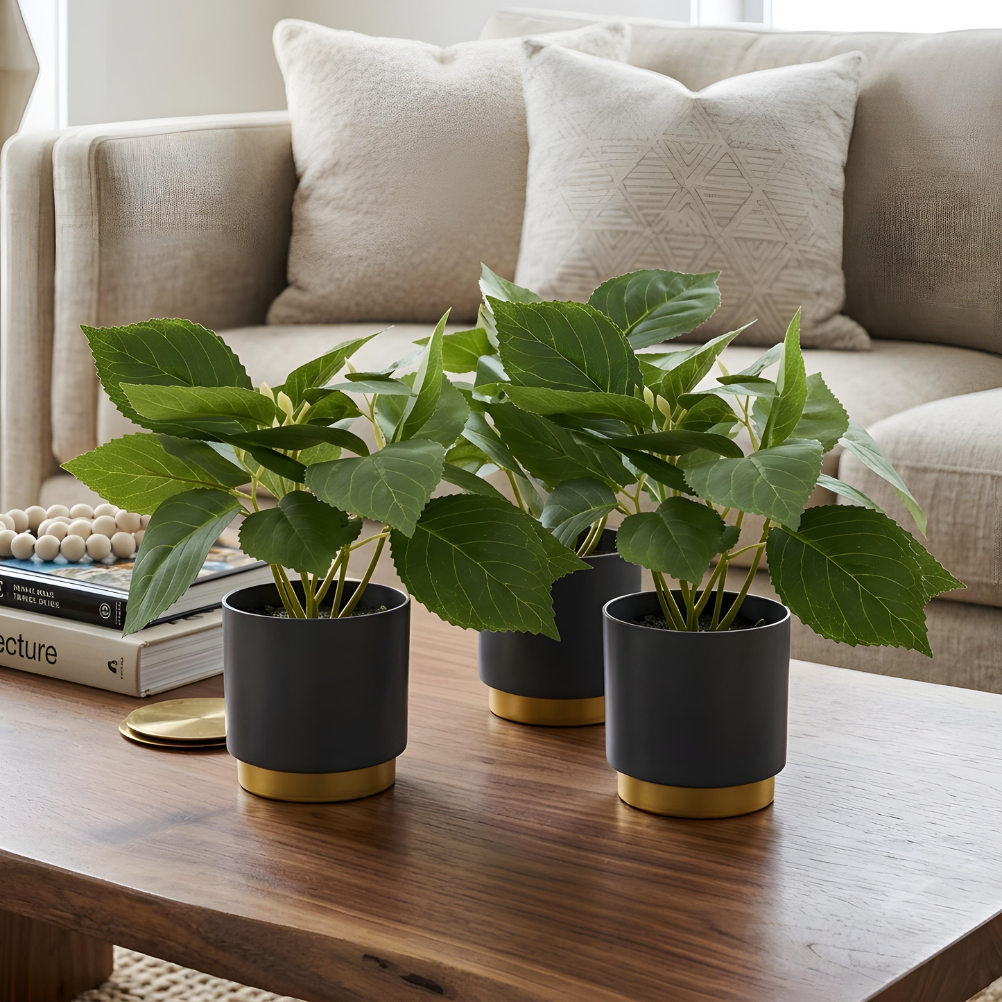 Pack of 3 Artificial Potted Table Top Arrangement/Plant (Size- 18 CM)