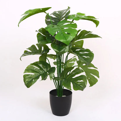 Aavana Greens (70 CM) Artificial Monstera Plants Rubber Faux Turtle Leaf Fake Tropical Large Palm Tree Indoor & Outdoor Decorations | 18 Leaves Plants | with Blackpot